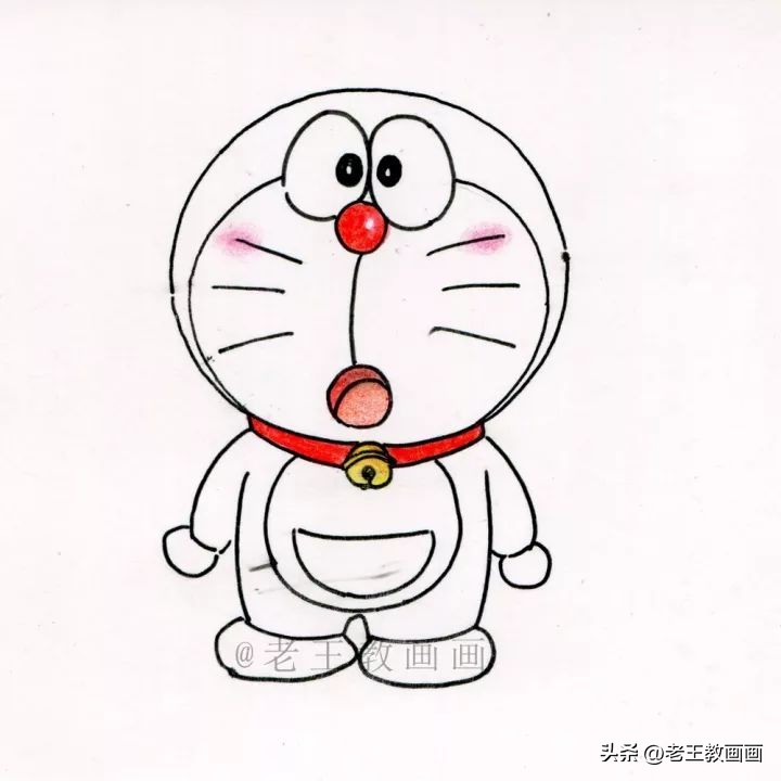 简笔画一步一步画哆啦a梦和大雄,有手就能画的特别简单的画