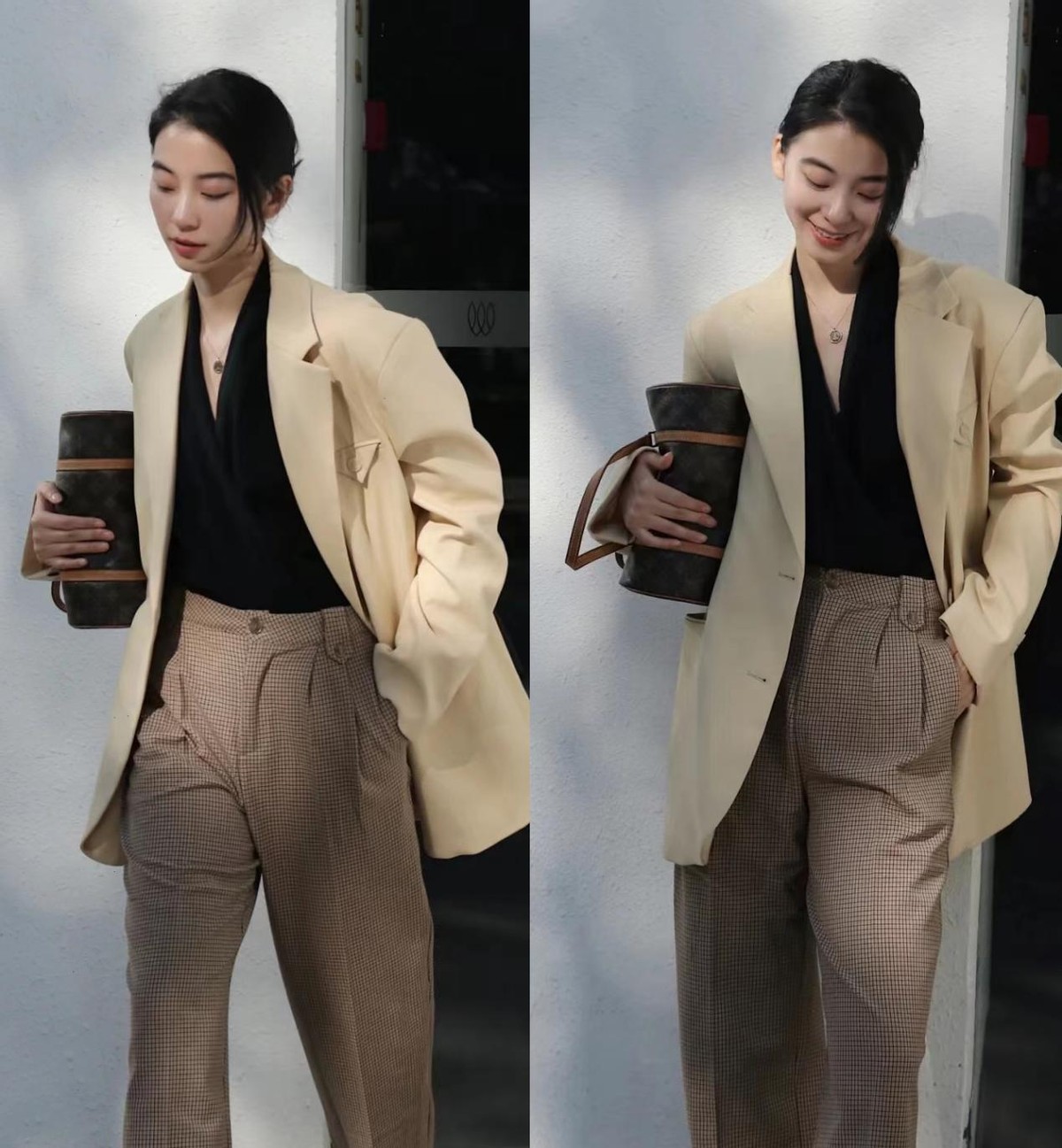 百搭清新西装搭配什么裤子,格子修身小西装搭配什么裤子好看