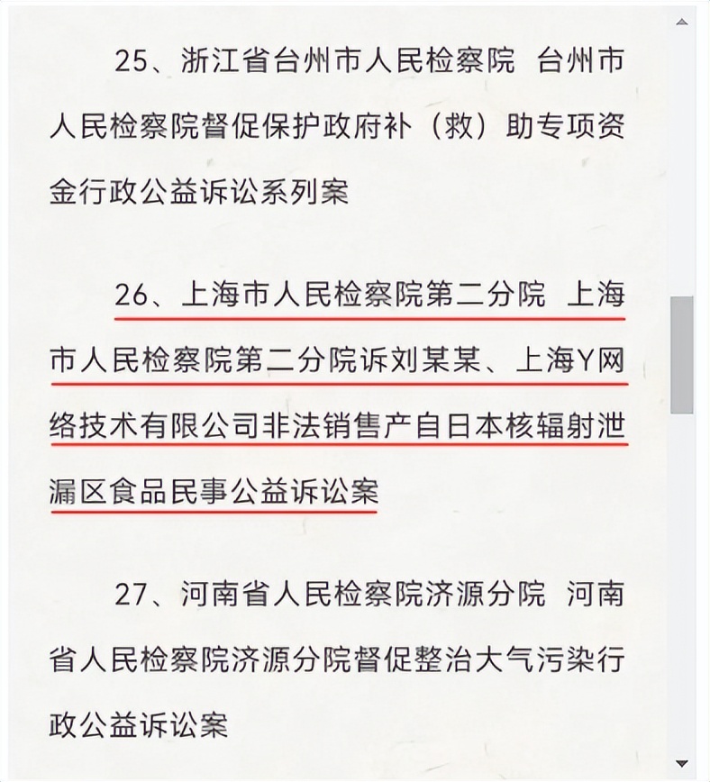 喜报|二分院办理的“非法销售产自日本核辐射泄漏区食品案”获评2021年度检察公益诉讼优秀案例