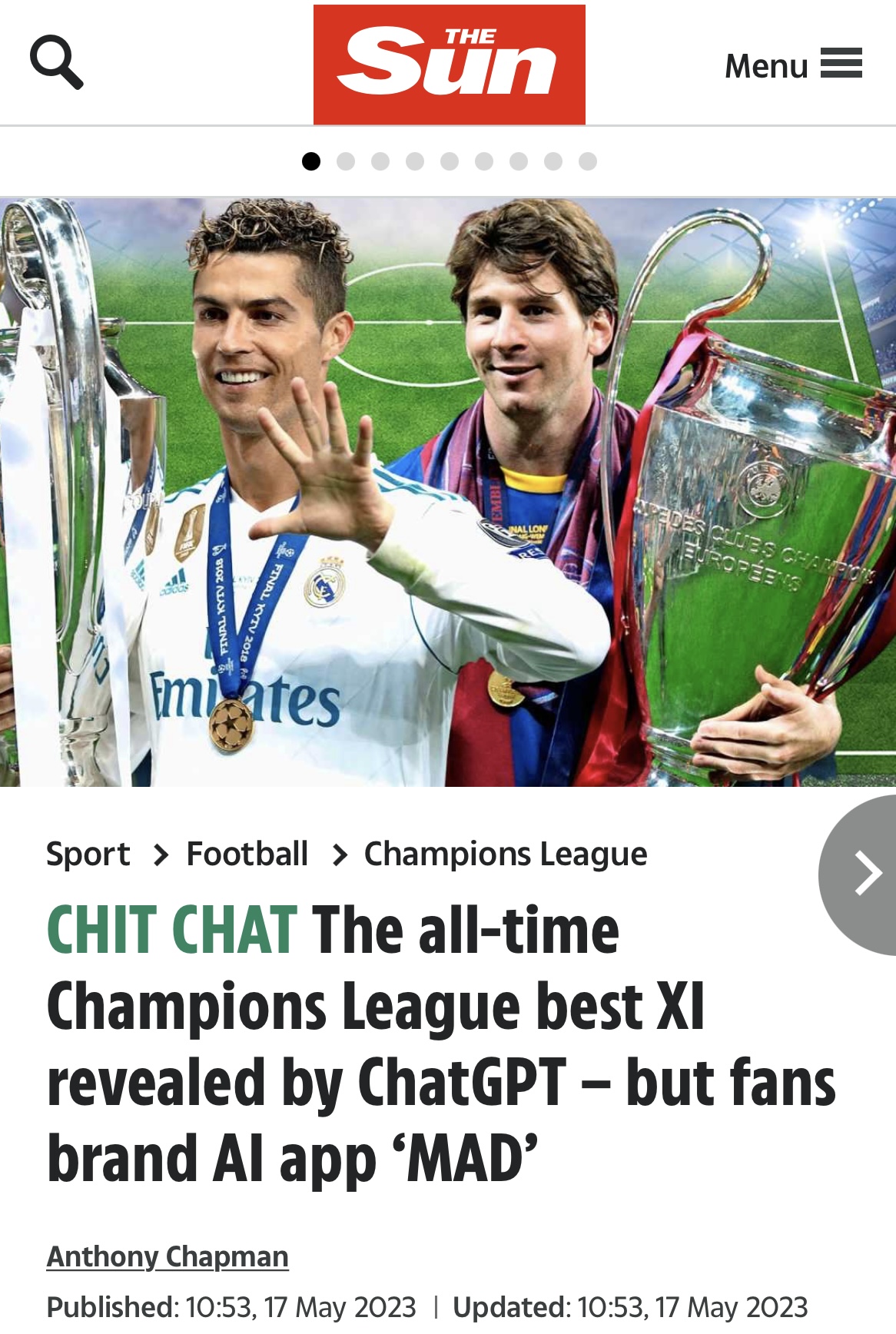 欧冠历史上十大最强球员,欧冠历史最强阵容