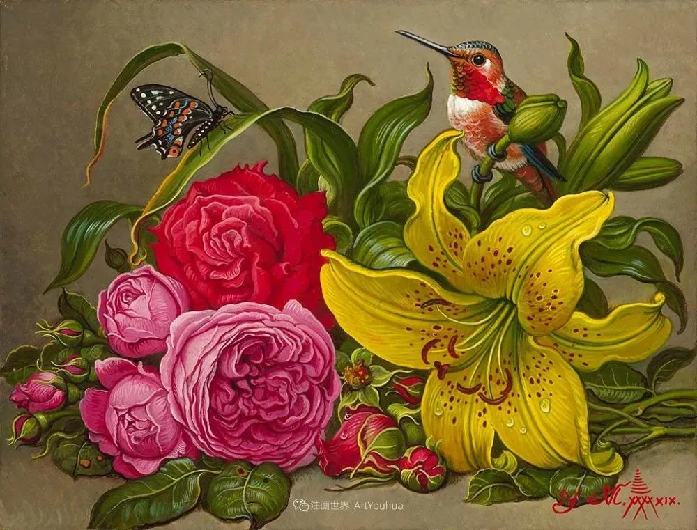 有关爱情的花鸟油画作品,北欧轻奢风格油画作品