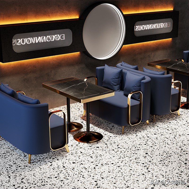 奶茶店高档沙发桌椅组合,咖啡厅桌椅2023最新款