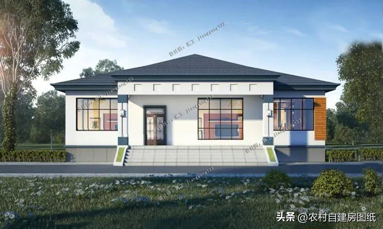 小户型房设计平房,极简现代风格一层平房