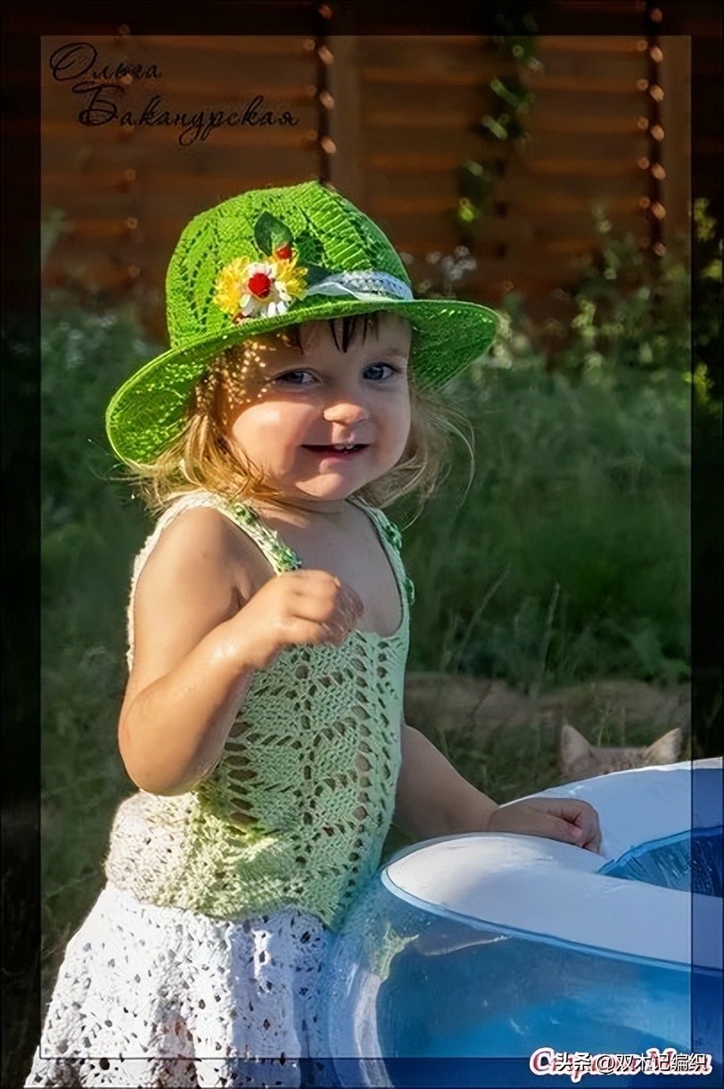 简单钩针编织女童小背心,钩针儿童配色背心图解教程