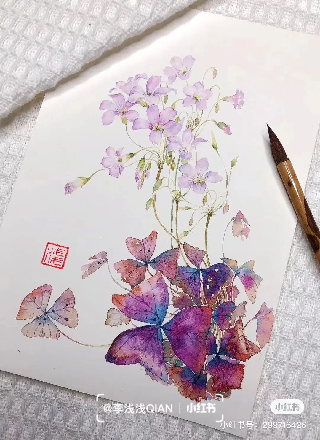 水彩中国风风景简单,古风水彩花卉简单又好看