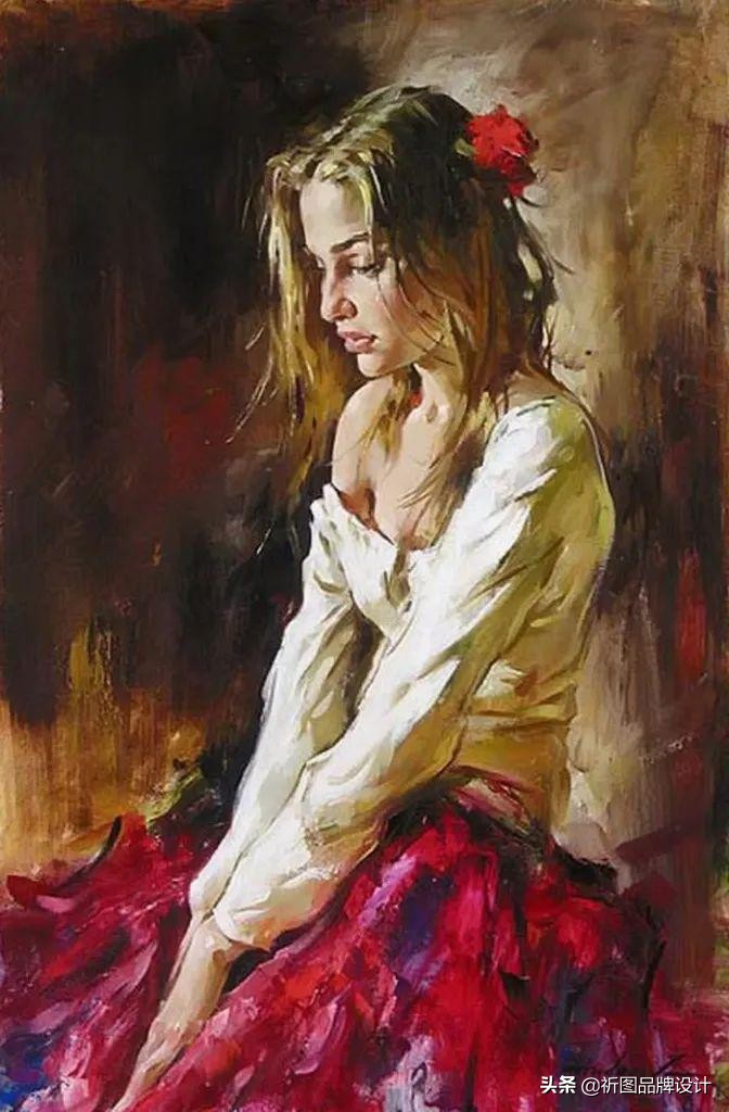 奔放狂野的舞者被安德鲁用画笔表现出来，腰窝突显的美背人体油画