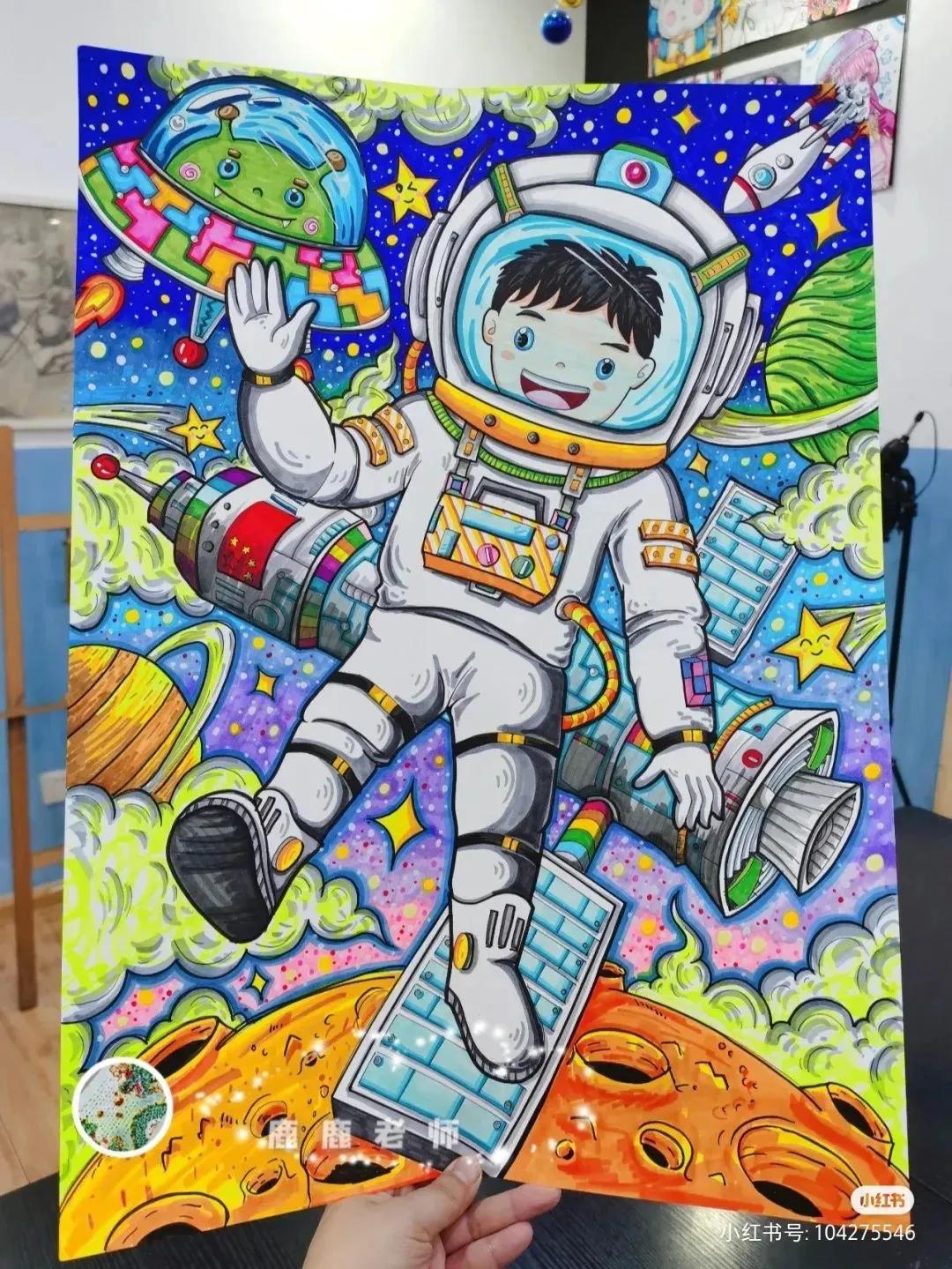 关于中国航天科技创新的绘画,描绘中国航天未来发展绘画