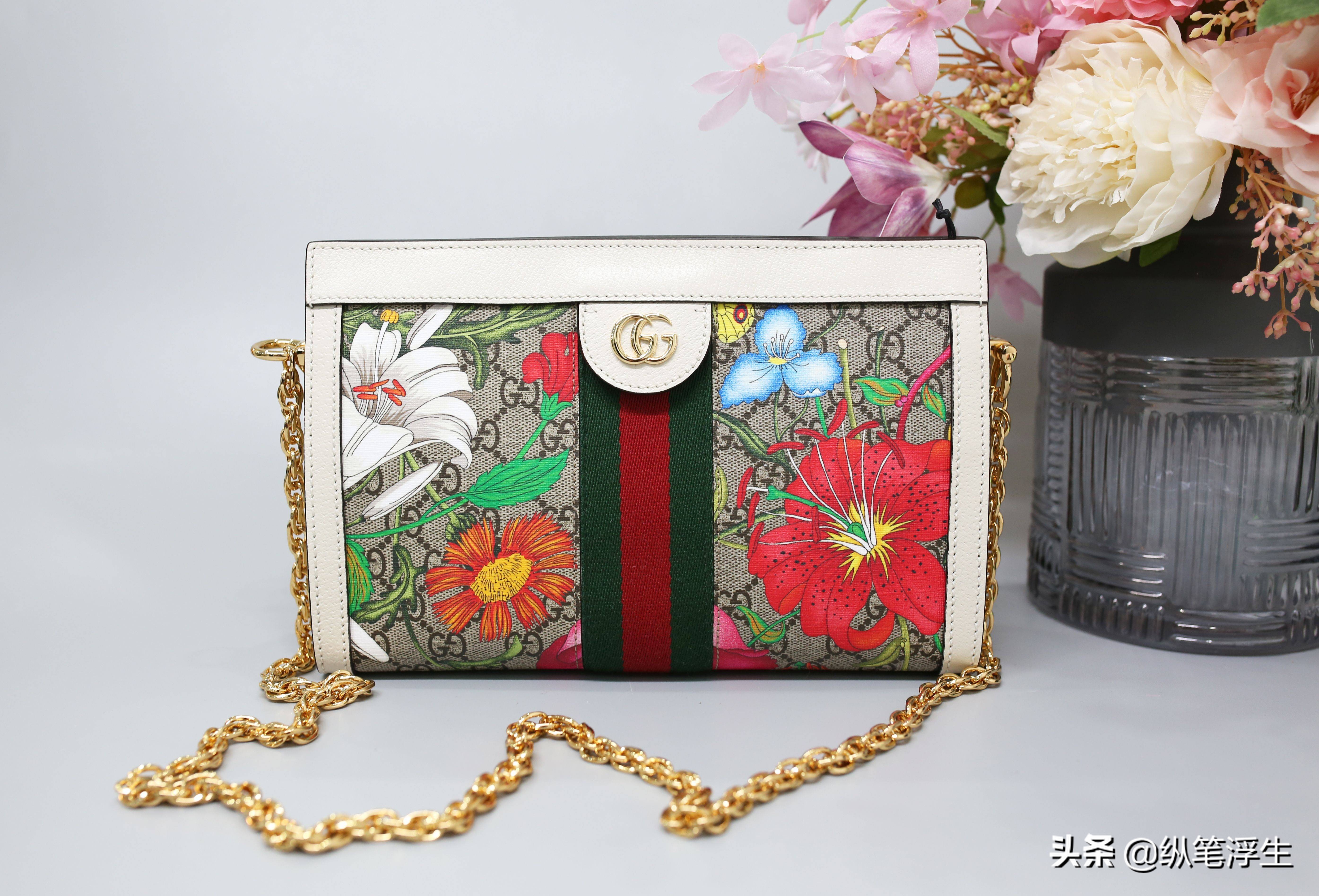 Gucciophidia链条包,gucci经典花卉包