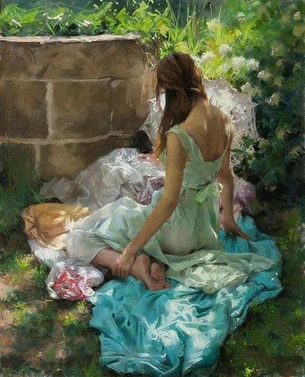 60岁大爷画超写实,大爷粉笔画仕女图