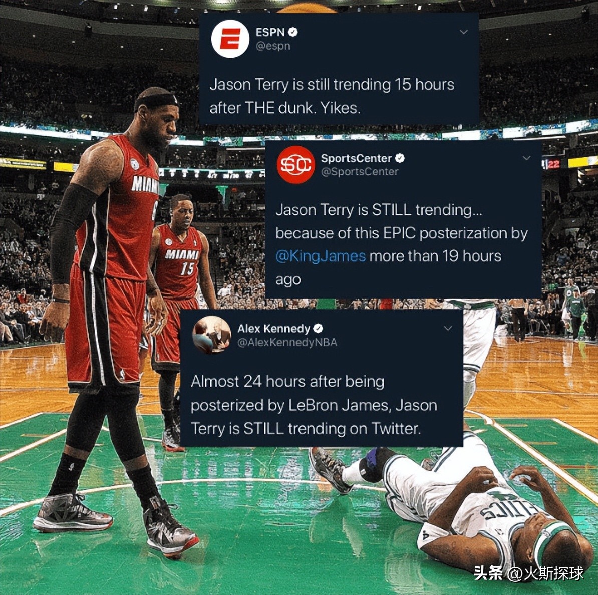 老詹隔扣特里,老詹超远3分绝杀