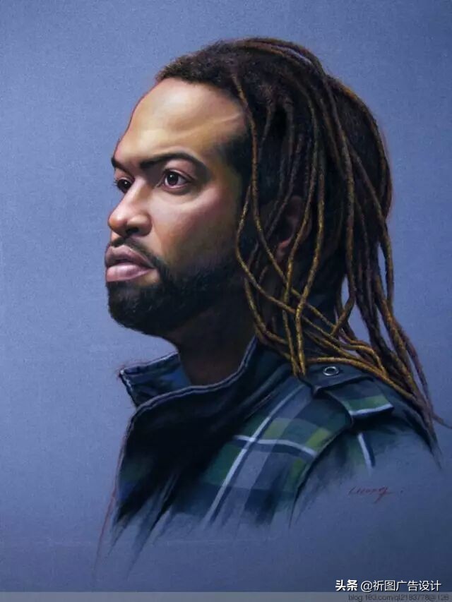 彩色粉笔人像绘画,人像粉笔画