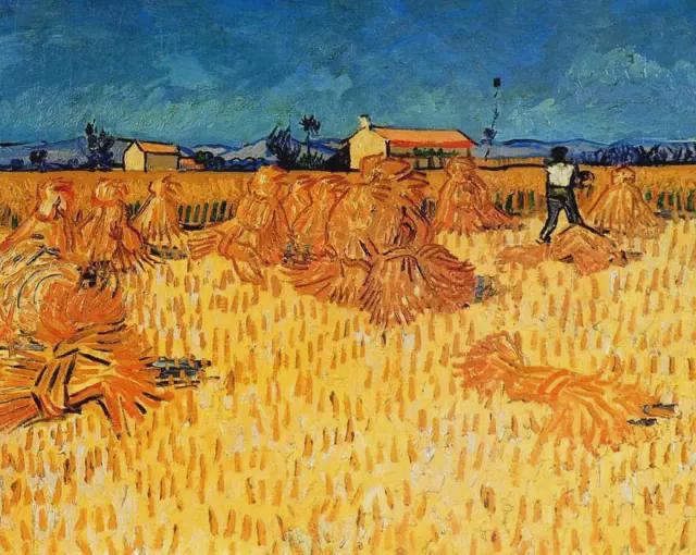 世界油画向日葵,梵高金色麦田油画临摹教程