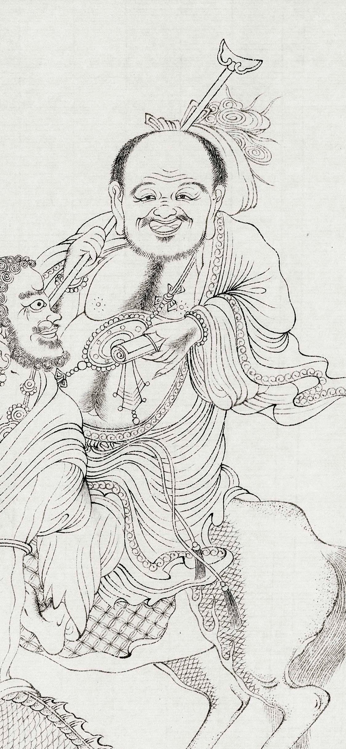 白描八十七神仙卷图文,五百罗汉白描长卷