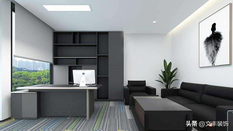 老板办公室装修效果图带茶台,老板办公室简约风格装修效果图