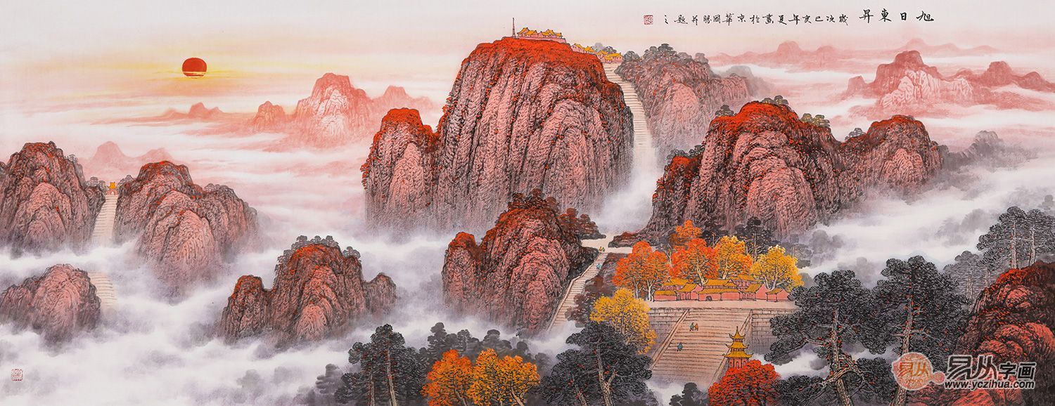 适合挂在客厅的山水国画装饰画,山水画国画居家装饰