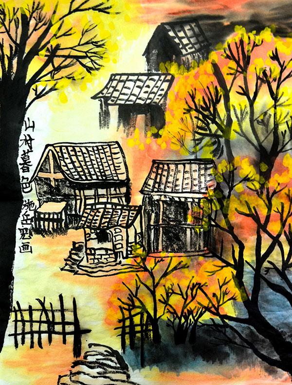 书画大赛小学生绘画作品,儿童画家乡的美景创意画优秀作品