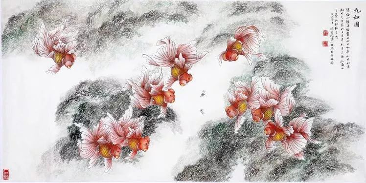工笔画金鱼图片欣赏,金鱼工笔画精品欣赏