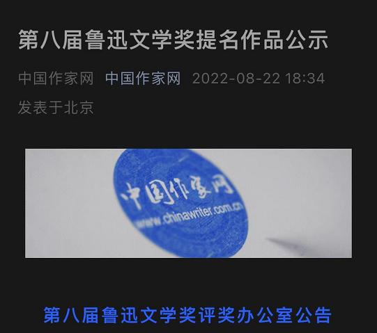 第八届鲁迅文学奖提名作品名单,第八届鲁迅文学奖提名作品公示